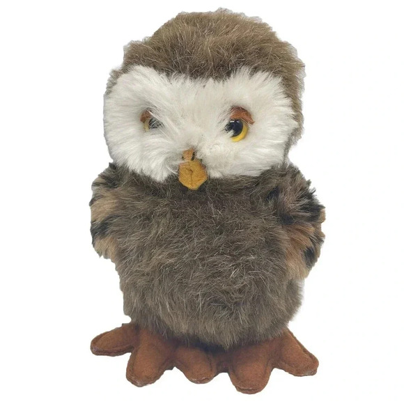 Vintage  Dakin Brown Spotted Owl Plush Bean Filled 8”Stuffed Animal Toy 1980 - Picture 1 of 13